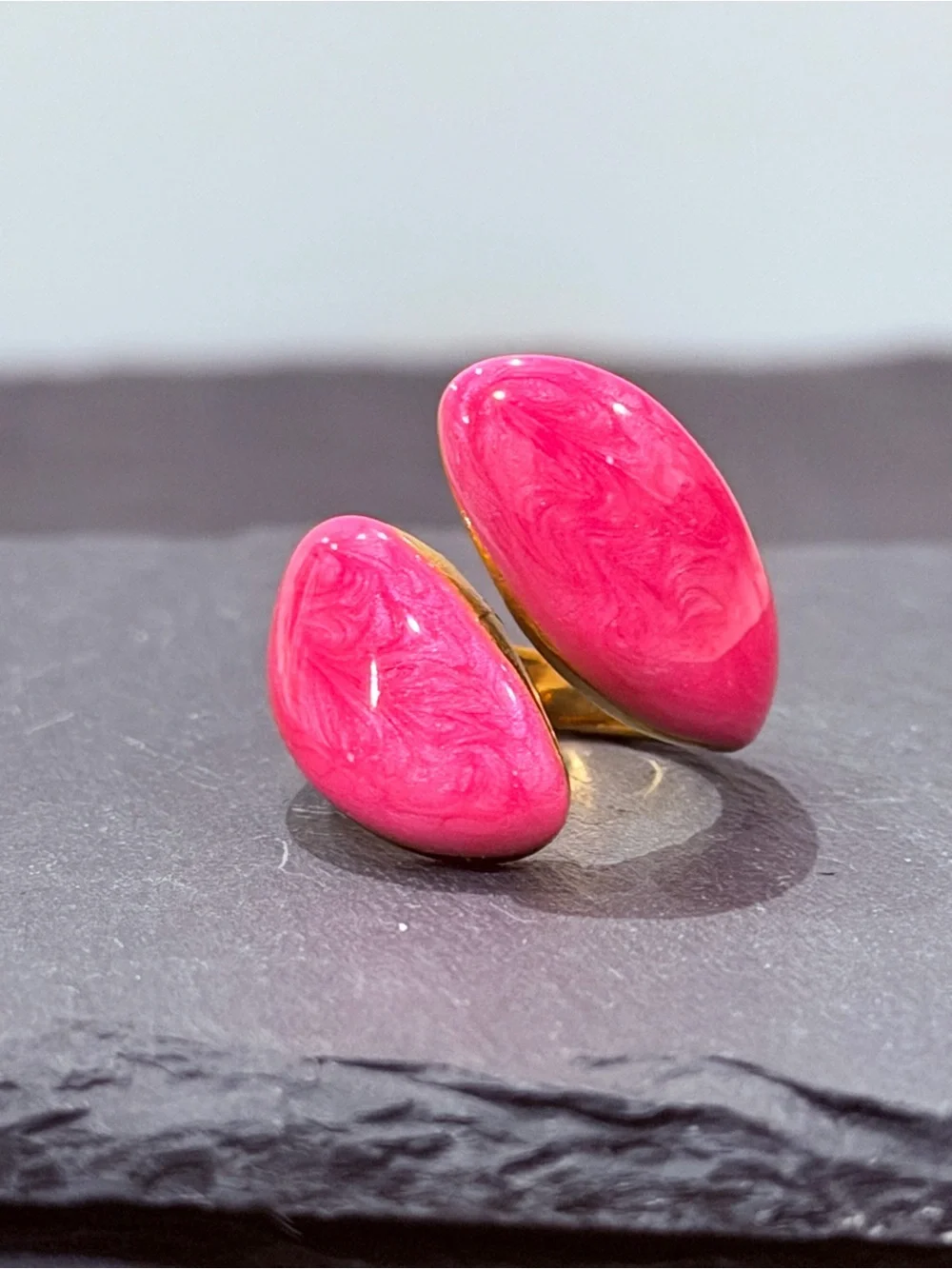 🍒3/$30 New Hot Pink Enamel Statement Ring - Size 7